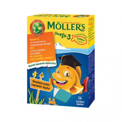 Moller's Omega-3 Fish Ιχθυέλαιο Πορτοκάλι-Λεμόνι 36 ζελεδάκια